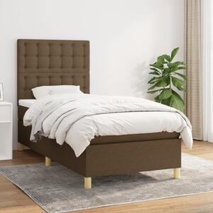 VidaXL Κρεβάτι Boxspring με Στρώμα Σκούρο Καφέ 100x200 εκ. Υφασμάτινο