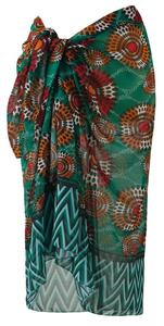 Παρεό Παραλίας Sarong 243 170x110cm Green-Red-Orange Kentia