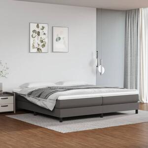 VidaXL Κρεβάτι Boxspring με Στρώμα Γκρι 200x200 εκ. Συνθετικό Δέρμα