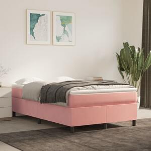 VidaXL Κρεβάτι Boxspring με Στρώμα Ροζ 120x200 εκ. Βελούδινο