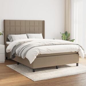 VidaXL Κρεβάτι Boxspring με Στρώμα Taupe 140x190 εκ. Υφασμάτινο