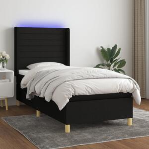 VidaXL Κρεβάτι Boxspring με Στρώμα & LED Μαύρο 100x200 εκ. Υφασμάτινο