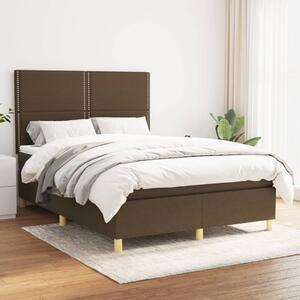 VidaXL Κρεβάτι Boxspring με Στρώμα Σκούρο Καφέ 140x200 εκ Υφασμάτινο