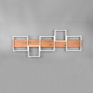 Trio Lighting Φωτιστικό οροφής Harper LED με πέντε τετράγωνα, ρυθμιζόμενος, Ξύλου, Σαλόνι / τραπεζαρία, Μέταλλο
