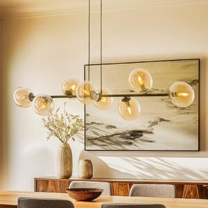 EMIBIG LIGHTING Κρεμαστό φωτιστικό Glassy, 8 φλόγες, μαύρο, κεχριμπαρένιο, γυαλί, E14, ρυθμιζόμενος, Μαύρο, Σαλόνι / τραπεζαρία, Μέταλλο, σύγχρονο