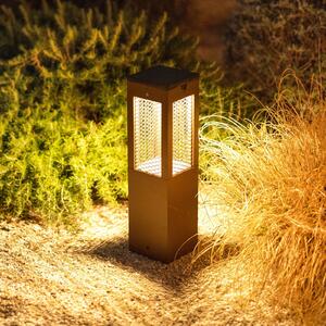 Les Jardins LED ηλιακό φωτιστικό βάθρο Tradition Sensor Corten 40cm, ρυθμιζόμενος, Καφέ / Σκουριάς, Μέταλλο, σύγχρονο, Ηλιακά φώτα