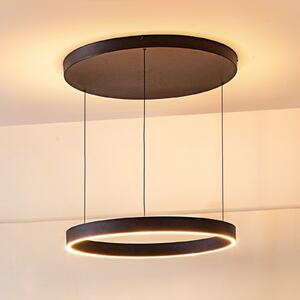Lucande LED κρεμαστό φωτιστικό Philine, Ø 60 cm, μαύρο, σίδερο, ρυθμιζόμενος, Μαύρο, Σαλόνι / τραπεζαρία, Μέταλλο, σύγχρονο