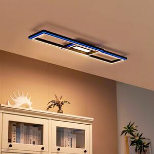 Lucande Smart LED φωτιστικό οροφής Tjado 115 cm μαύρο RGB CCT, ρυθμιζόμενος, Μαύρο, Σαλόνι / τραπεζαρία, Μέταλλο, σύγχρονο
