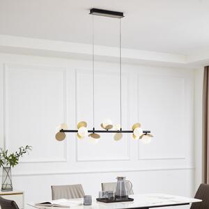Lucande LED κρεμαστό φωτιστικό Pallo, 7-light, μαύρο/χρυσό, γυαλί, ρυθμιζόμενος, Μαύρο, Σαλόνι / τραπεζαρία, Μέταλλο, σύγχρονο
