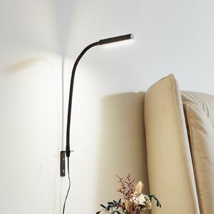 Lindby Φωτιστικό ανάγνωσης LED Flexola, μαύρο, γωνιακό, φις, ρυθμιζόμενος, Μαύρο, υπνοδωμάτιο, Μέταλλο