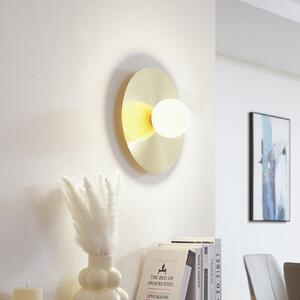 Lindby Φωτιστικό τοίχου Zain, χρυσό/λευκό, γυαλί, Ø 33 cm, G9, ρυθμιζόμενος, Χρυσό / Ορείχαλκου, Διάδρομος, Μέταλλο, σύγχρονο