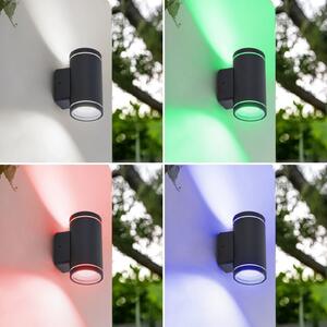 Lindby Smart LED φωτιστικό εξωτερικού χώρου Valtin CCT RGB Tuya IP54, ρυθμιζόμενος, Μαύρο, Ανοξείδωτος χάλυβας, σύγχρονο, Προβολέας τοίχου