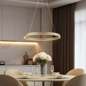 Lucande Smart LED κρεμαστό φωτιστικό Yonam, χρυσό, 1-φωτο, Tuya, ρυθμιζόμενος, Χρυσό / Ορείχαλκου, Σαλόνι / τραπεζαρία, Αλουμίνιο, σύγχρονο