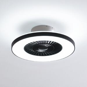 Lindby Smart LED ανεμιστήρας οροφής Paavo μαύρος αθόρυβος Tuya, ρυθμιζόμενος, Μαύρο, Σαλόνι / τραπεζαρία, Πλαστικό, σύγχρονο