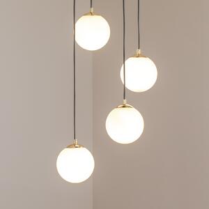 Euluna Κρεμαστό φωτιστικό Glassy, 4 φτερά, στρογγυλό, μαύρο/οπαλίνα, ρυθμιζόμενος, Μαύρο, Σαλόνι / τραπεζαρία, Γυαλί, σύγχρονο