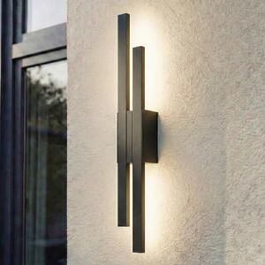 Lindby LED εξωτερικός φωτισμός τοίχου Sakari, μαύρος, αλουμίνιο, ύψος 59 cm, Μαύρο, Αλουμίνιο, σύγχρονο
