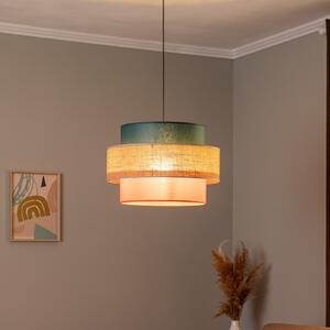 TK Lighting Κρεμαστό φωτιστικό Trio, σκιά γιούτα, πετρόλ/φυσικό καφέ/πορτοκαλί Ø 50cm, ρυθμιζόμενος, Πολύχρωμο, Σαλόνι / τραπεζαρία, Ύφασμα / Κλωστοϋφαντουργία