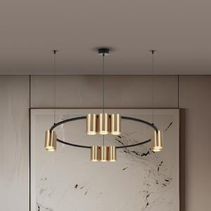 Eko-Light Κρεμαστό φωτιστικό Genesis, αλουμίνιο, μαύρο/χρυσό, 10 x GU10, Ø 60 cm, ρυθμιζόμενος, Μαύρο, Σαλόνι / τραπεζαρία, Αλουμίνιο, σχεδιασμός
