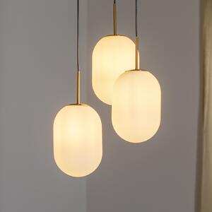 Eko-Light Κρεμαστό φωτιστικό Alias, μέταλλο χρυσό χρώμα, γυαλί οπαλ, 3 λάμπες, στρογγυλό, ρυθμιζόμενος, Λευκό, Σαλόνι / τραπεζαρία, Γυαλί, σύγχρονο