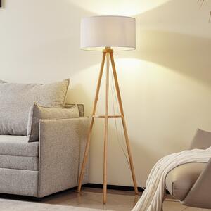 Lindby Φωτιστικό δαπέδου Adamio, Ø 45,5 cm, λευκό, ύφασμα, τρίποδο, Λευκό, Σαλόνι / τραπεζαρία, Ύφασμα / Κλωστοϋφαντουργία, Εξοχική κατοικία / Ρουστίκ
