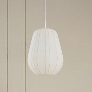 Lindby κρεμαστό φωτιστικό Helin, λευκό, Ø 30 cm, ύφασμα, ρυθμιζόμενος, Λευκό, Σαλόνι / τραπεζαρία, Ύφασμα / Κλωστοϋφαντουργία, σύγχρονο