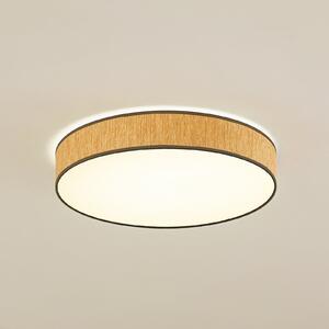Lindby LED φωτιστικό οροφής Jutis, μπεζ, φύκια, Ø 50 cm, Ξύλου, Σαλόνι / τραπεζαρία, Ξύλο, σύγχρονο