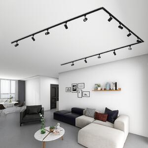 Lindby 1-circuit track system Linaro, GU10, 14-light μαύρο, ρυθμιζόμενος, Μαύρο, Σαλόνι / τραπεζαρία, Αλουμίνιο, σύγχρονο