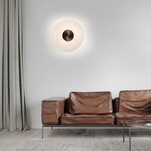 PURE Φωτιστικό τοίχου LED Vitrum, καφέ/οπάλ γυαλί/αλουμίνιο Ø 22 cm, ρυθμιζόμενος, Καφέ / Σκουριάς, Σαλόνι / τραπεζαρία, Γυαλί, σύγχρονο