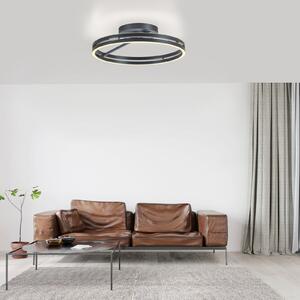 PURE LED φωτιστικό οροφής Loop, γκρι, μέταλλο, Ø 60 cm, CCT, ρυθμιζόμενος, Γκρι, Σαλόνι / τραπεζαρία, Αλουμίνιο, σύγχρονο, Οροφή στρογγυλή άμεση