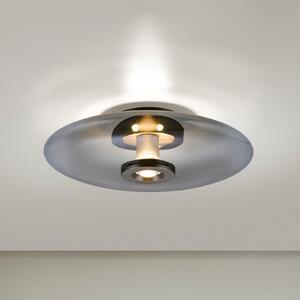 PURE Φωτιστικό οροφής Vitrum LED, γκρι, γυαλί/αλουμίνιο, Ø 45 cm, ρυθμιζόμενος, Γκρι, Σαλόνι / τραπεζαρία, Γυαλί, σύγχρονο