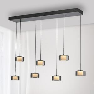 Paul Neuhaus LED κρεμαστό φωτιστικό Rika, 135 cm, γυαλί, με δυνατότητα ρύθμισης, ρυθμιζόμενος, Μαύρο, Σαλόνι / τραπεζαρία, Γυαλί, σύγχρονο