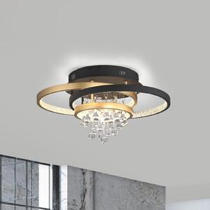 Paul Neuhaus LED φωτιστικό οροφής Rotazo, γυαλί, CCT, dimmable, ρυθμιζόμενος, Μαύρο, Σαλόνι / τραπεζαρία, Αλουμίνιο, σύγχρονο