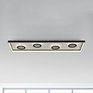 Paul Neuhaus LED φωτιστικό οροφής Dune, 100cm, μαύρο, CCT, dim., ρυθμιζόμενος, Μαύρο, Σαλόνι / τραπεζαρία, Αλουμίνιο, σύγχρονο, Οροφή γωνιακή άμεση