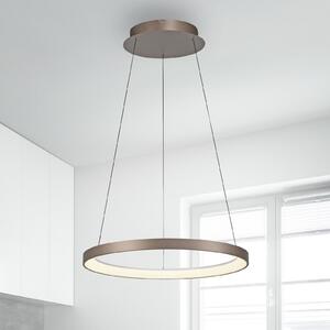Paul Neuhaus LED κρεμαστό φωτιστικό Hoop, καφέ, Ø 57 cm, dimmable, ρυθμιζόμενος, Καφέ / Σκουριάς, Σαλόνι / τραπεζαρία, Αλουμίνιο, σύγχρονο