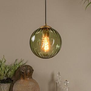 Lucide Monsaraz κρεμαστό φωτιστικό, πράσινο, Ø 25 cm, γυαλί, 1-φωτιστικό, ρυθμιζόμενος, Πράσινο, Σαλόνι / τραπεζαρία, Γυαλί