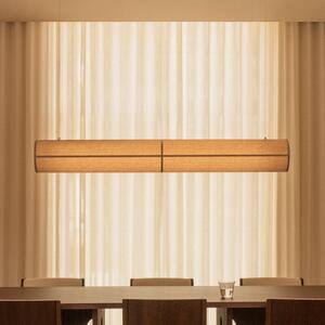 Audo Copenhagen κρεμαστό φωτιστικό Hashira Linear, φυσικό χρώμα, μήκος 140 cm, ρυθμιζόμενος, Μπεζ, Σαλόνι / τραπεζαρία, Ύφασμα / Κλωστοϋφαντουργία