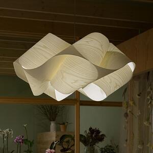 LZF LAMPS Μενταγιόν Swirl, μαύρο καλώδιο Ø 54cm ιβουάρ, ρυθμιζόμενος, Ξύλου, Σαλόνι / τραπεζαρία, Ξύλο, σχεδιασμός