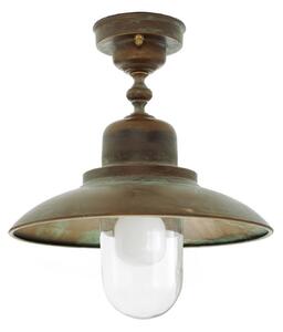 Moretti Luce Εξωτερικό φωτιστικό οροφής Turino, IP44, ορείχαλκος, γυαλί, Ø 30 cm, ρυθμιζόμενος, Μπρούτζινο / Αντικέ ορείχαλκου, Μέταλλο, Θαλάσσιος