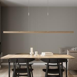 Quitani LED κρεμαστό φωτιστικό Nora, φυσικό δρυ, μήκος 158 cm, ρυθμιζόμενος, Ξύλου, Σαλόνι / τραπεζαρία, Ξύλο, σύγχρονο