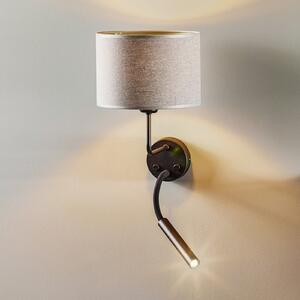 Nowodvorski Lighting Φωτιστικό τοίχου Hotel Plus με φως ανάγνωσης, γκρι, ρυθμιζόμενος, Μαύρο, υπνοδωμάτιο, Ύφασμα / Κλωστοϋφαντουργία, σύγχρονο