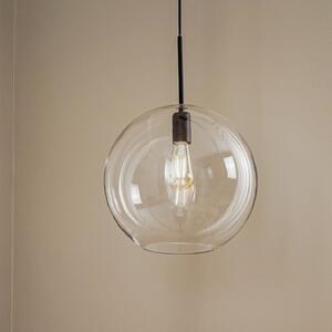 Nowodvorski Lighting Κρεμαστό φωτιστικό Sphere XL με γυάλινο καπέλο, ρυθμιζόμενος, Μαύρο, Σαλόνι / τραπεζαρία, Μέταλλο, σύγχρονο