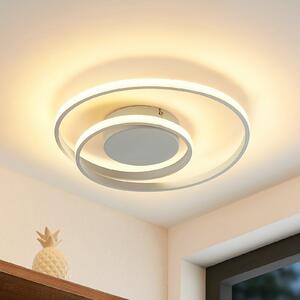 Lindby LED φωτιστικό οροφής Emisua, λευκό, CCT, dimmable, ρυθμιζόμενος, Λευκό, Σαλόνι / τραπεζαρία, Αλουμίνιο, σύγχρονο
