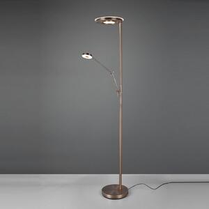 Trio Lighting LED-Deckenfluter Barrie με φως ανάγνωσης παλαιού ορείχαλκου, ρυθμιζόμενος, Μπρούτζινο / Αντικέ ορείχαλκου, Σαλόνι / τραπεζαρία, Μέταλλο, σύγχρονο, Φως ανάγνωσης