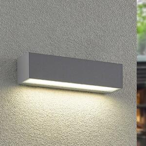 Arcchio LED εξωτερική λάμπα τοίχου Lengo, 25 cm, 1 φτερό, γκρι, CCT, Γκρι, Αλουμίνιο, σύγχρονο