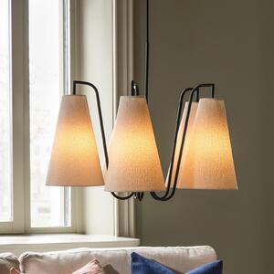 Globen Lighting Κρεμαστό φωτιστικό Lou 5, λευκό Bouclé/μαύρο ύφασμα, ρυθμιζόμενος, Λευκό, Σαλόνι / τραπεζαρία, Ύφασμα / Κλωστοϋφαντουργία, σχεδιασμός