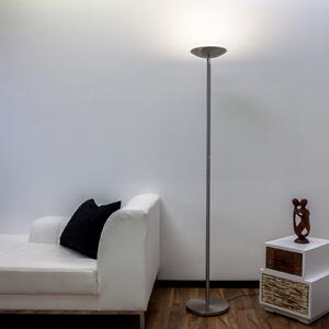 Lindby Λάμπα δαπέδου LED Malea, χρώμα νικελίου, με ρυθμιζόμενη ένταση φωτισμού,, ρυθμιζόμενος, Μεταλλικό, Σαλόνι / τραπεζαρία, Μέταλλο, σύγχρονο