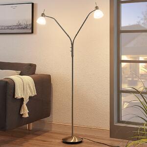 Lindby Φωτιστικό δαπέδου Gwendolin, 160 cm, χρώματος νικελίου, 2-φωτεινό., Μεταλλικό, Σαλόνι / τραπεζαρία, Μέταλλο, σύγχρονο, Ελεύθερος κατακόρυφος προβολέας