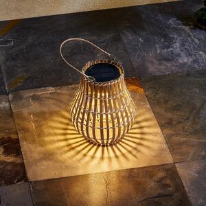 Lindby LED ηλιακό φωτιστικό αυλής Amaria, μπαμπού, Ø 18 cm, ρυθμιζόμενος, Ξύλου, Μπαμπού, Εξοχική κατοικία / Ρουστίκ