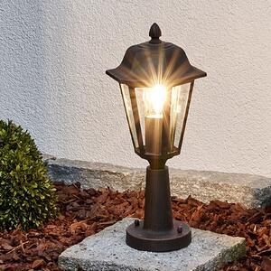 Lindby Lamina φωτιστικό πλίνθου, 39 cm, φανάρι, μέταλλο, E27, ρυθμιζόμενος, Καφέ / Σκουριάς, Αλουμίνιο, Αντίκα