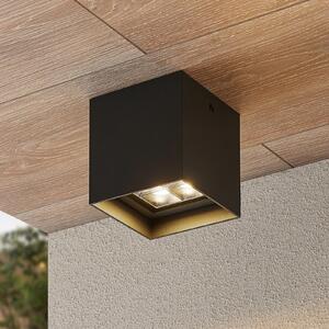 Lindby Eveta LED φωτιστικό οροφής, 10 cm, ανθρακί, αλουμίνιο, IP65, Μαύρο, Μέταλλο, σύγχρονο